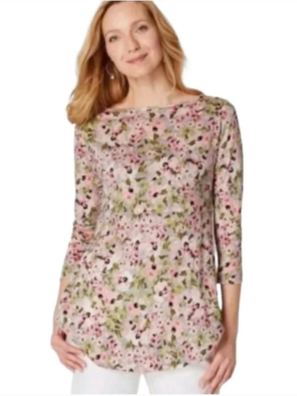 J Jill Floral 100% Linen Tunic 3X Boho Peasant Top Lagenlook Lightweight Cottage
